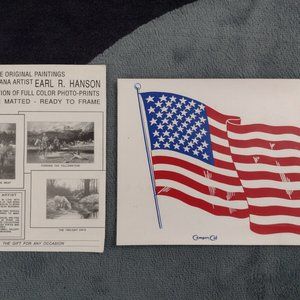 Camper Cal 13 x 9.75 RV Auto Decal American Flag Earl R. Hanson Montana Artist